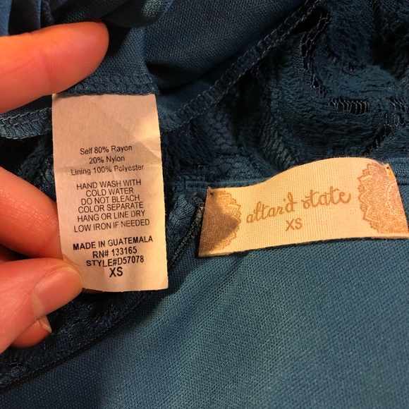 Altar’d State Lace Overlay Dress teal, size XS - Picture 8 of 8